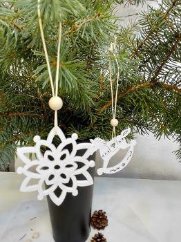 weißer Vintage Holz Baumschmuck